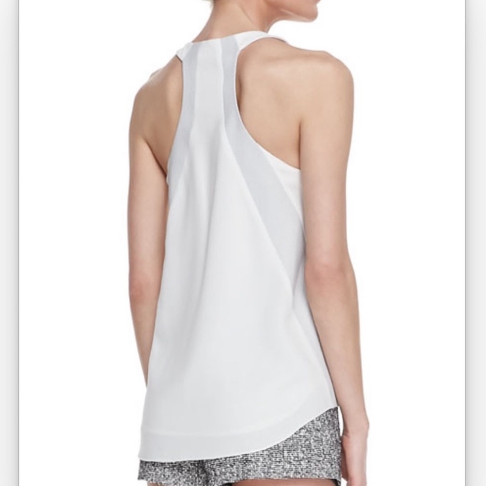 Rag & Bone Womens Chieftain Cream Leather Trim Racerback Tank Minimalist XS NWT - Picture 2 of 11